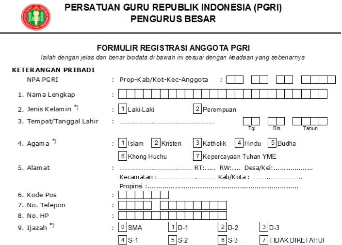 Pendaftaran PGRI Kota Jakarta Utara - Persatuan Guru Republik Indonesia Cabang Kota Jakarta Utara
